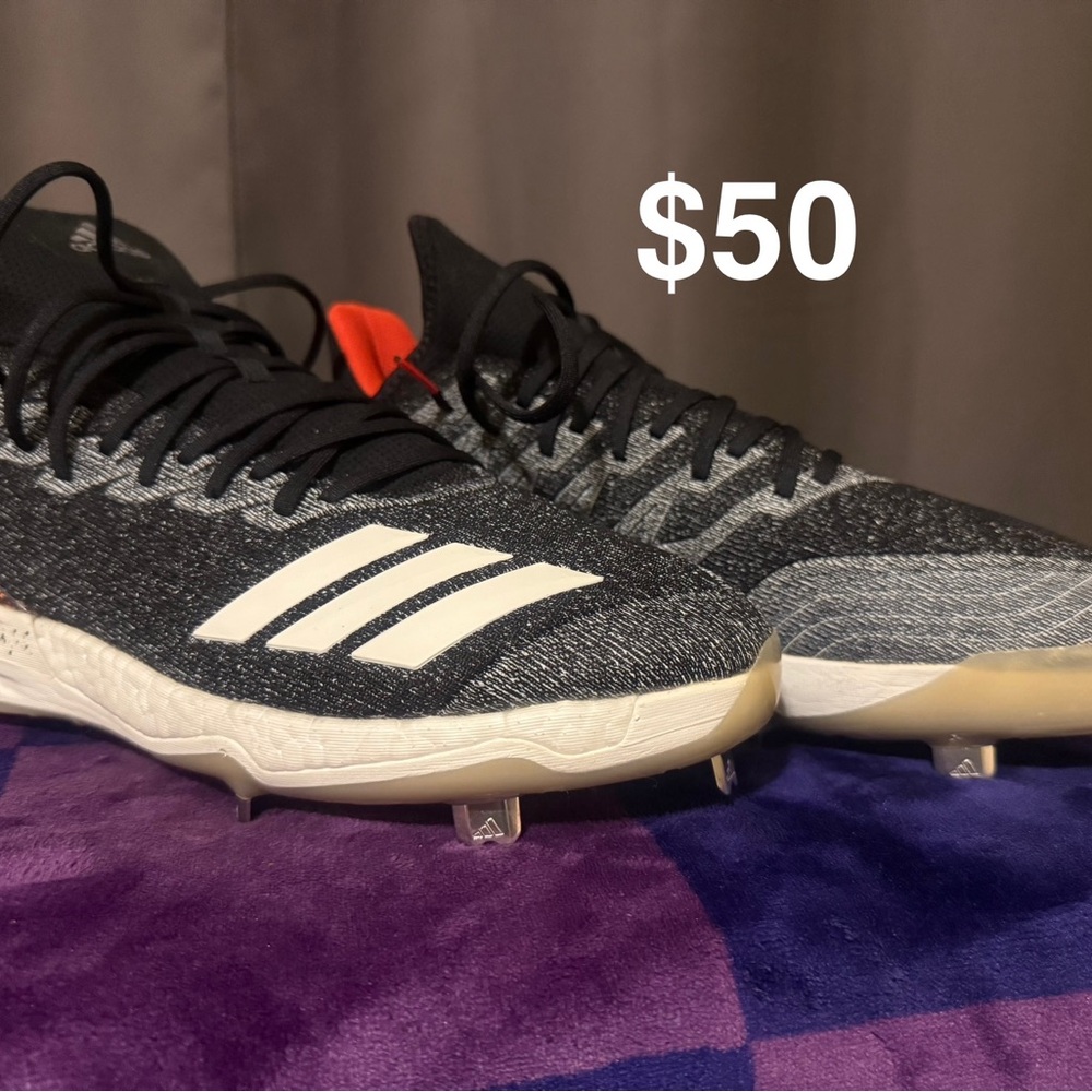 Adidas Black and Gray Baseball Cleats.